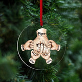 Acrylic Kids Names Fists Bump Ornament Dad's Dream Team Pendant