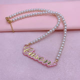 Personalized Pearl Name Necklace for Women Girls Children