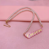 Personalized Pearl Name Necklace for Women Girls Children