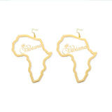 Africa Map Crown Name Earrings Stainless Steel Punk Drop Earrings
