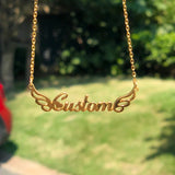 Angel Wings Name Necklace For Women Personalized Stainless Steel