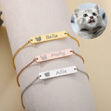 Personalized Pet Name Bracelet Stainless Steel Engraved Animal Avatar Bracelet
