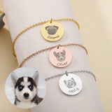 Personalized Pet Name Bracelet Stainless Steel Engraved Animal Avatar Bracelet