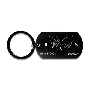 Personalized Couple Keychain - Pinky Promise Date & Initials Keyring