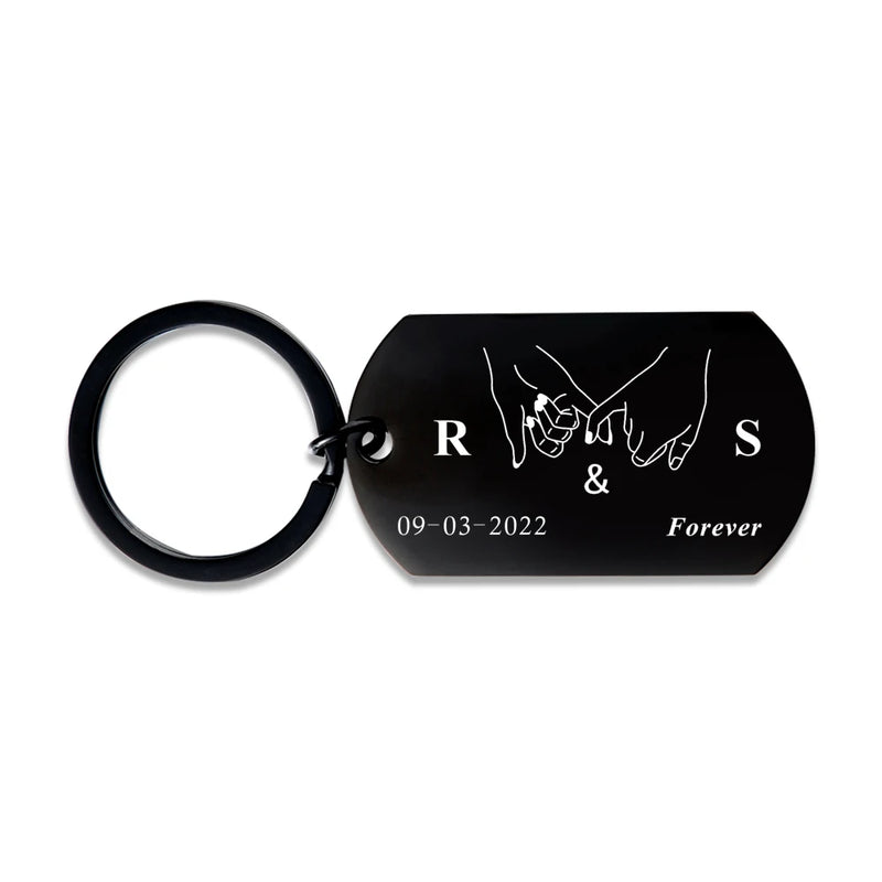 Personalized Couple Keychain - Pinky Promise Date & Initials Keyring