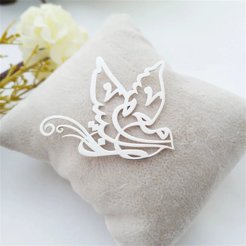 Arabic Calligraphy Necklace Bird Shape Personalized Name Pendant