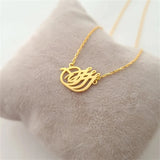 Arabic Calligraphy Pendant Allah Necklace 18k Plated Islamic Jewelry