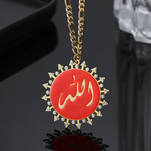 Arabic Enamel Name Necklace Personalized Colorful Arabic Names Pendant Chain