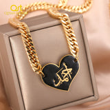Arabic Enamel Name Necklace Personalized Enamel Chain Stainless Steel Jewelry