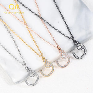 Arabic Initial Letter Necklaces Crystal CZ Alphabet Jewelry For Women