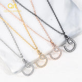 Arabic Initial Letter Necklaces Crystal CZ Alphabet Jewelry For Women