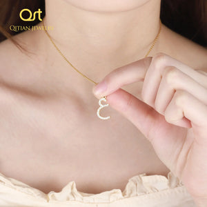 Arabic Initial Letter Necklaces Crystal CZ Alphabet Jewelry For Women