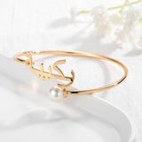 Arabic Name Bangle Stainless Steel Pearl Bracelet for Women
