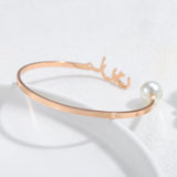 Arabic Name Bangle Stainless Steel Pearl Bracelet Personalized Cuff