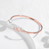 Arabic Name Bangle Stainless Steel Pearl Bracelet Personalized Cuff