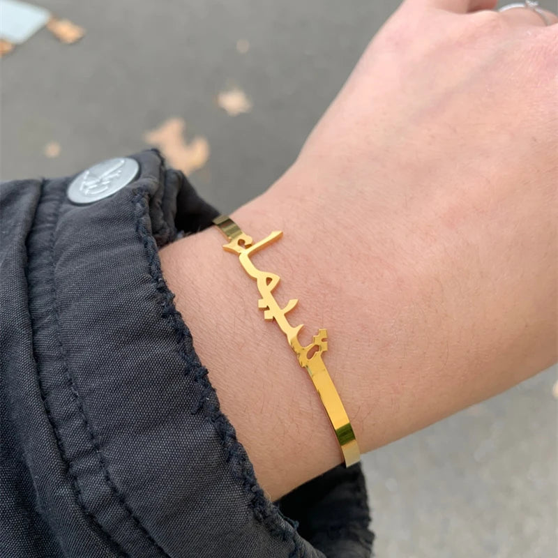 Arabic Name Bangles Stainless Steel Personalized Bracelet
