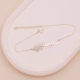 Arabic Name Bracelet with Birth Flower, Custom Jewelry for Her