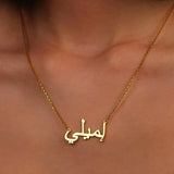 Arabic Name Necklace Personalized Font Pendant Stainless Steel Chain Women Jewel