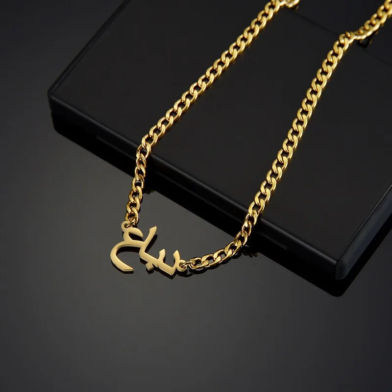 Arabic Name Necklace Stainless Steel Women Letter Chain Personalized Jewelry