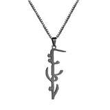 Arabic Necklace Cursive Box Chain Pendant Glamour Man Allah Muslim Jewelry