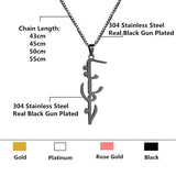 Arabic Necklace Cursive Box Chain Pendant Glamour Man Allah Muslim Jewelry