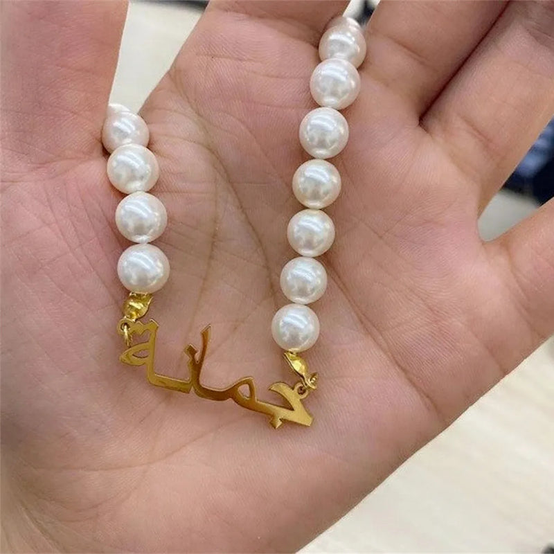 Arabic Pearl Necklace Islam Name Pearl Necklaces Women Personalized Jewelry