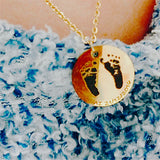 Baby Birth Footprint Necklace Engraved Date Handprint Child Name Fingerprint Pen