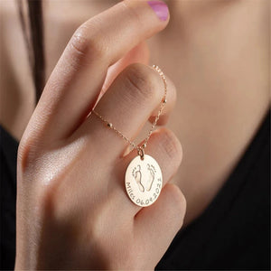 Baby Birth Footprint Necklace Engraved Date Handprint Child Name Fingerprint Pen