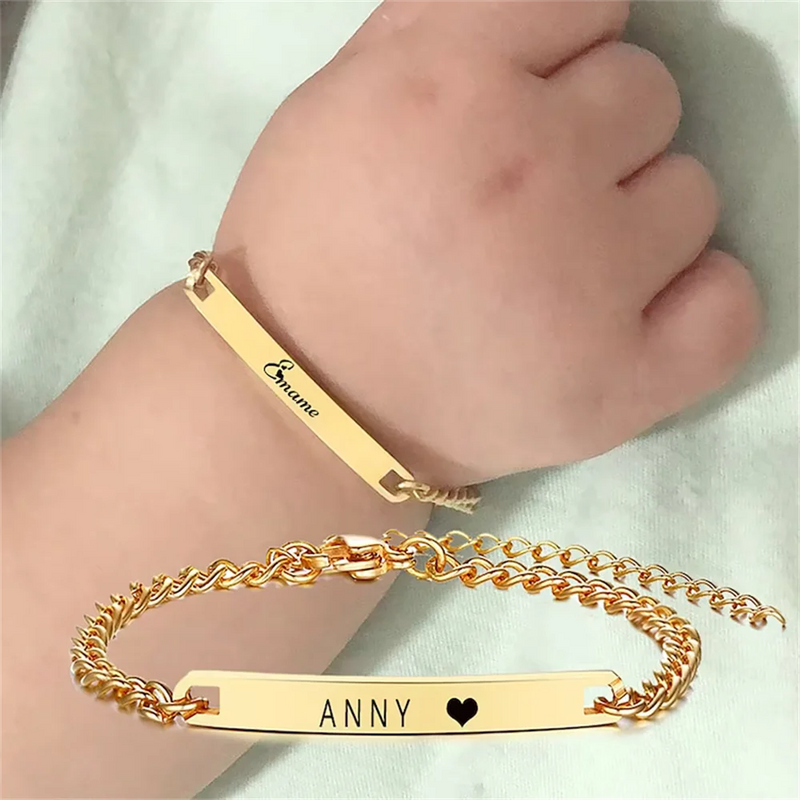 Personalized Baby Nameplate Bracelet ID Bangle Stainless Steel Anklet