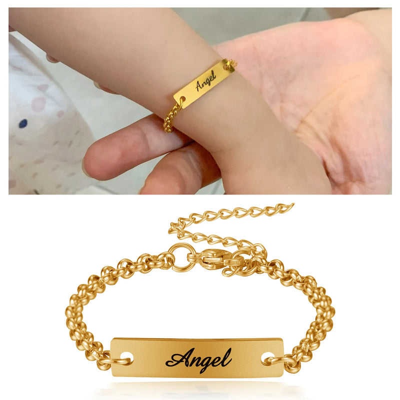 Personalized Name Baby Bracelet Stainless Steel Born Baby Gift