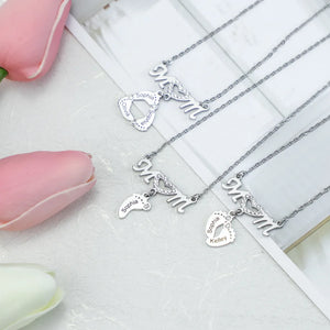 Personalized Baby Feet Name Necklace for Mom