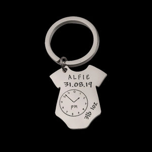 Baby Name Birth Time Birthday Memorial Keychain