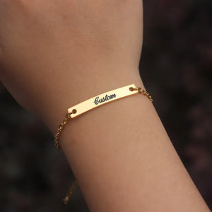 Custom Stainless Steel Nameplate Bracelet - Personalized Words Jewelry