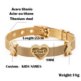 Baby Name Bracelet Watchband Stainless Steel Rose Bracelet