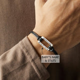 Dad Bracelet Stainless Steel Engraved Birth Date