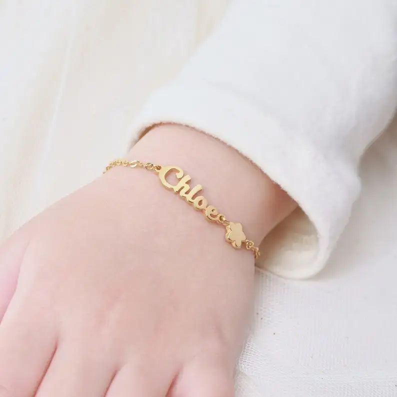 Personalised Kids Jewelry Stainless Steel Bracelet with Star Charms