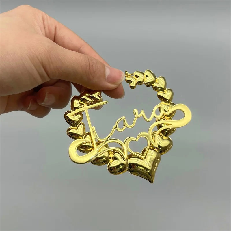 Personalized Stainless Steel Letter Heart Hoop Earrings