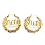 Personalized Bamboo Hoops Earrings with Acrylic Name Letters