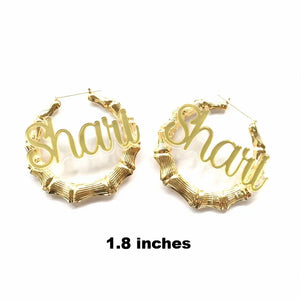 Personalized Bamboo Hoops Earrings with Acrylic Name Letters