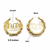 Personalized Bamboo Hoops Earrings with Acrylic Name Letters