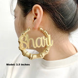 Personalized Bamboo Hoops Earrings with Acrylic Name Letters