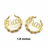 Personalized Bamboo Hoops Earrings with Acrylic Name Letters