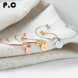 Personalized Stainless Steel Bangle Bracelet with Laser Engraved Name Initial
