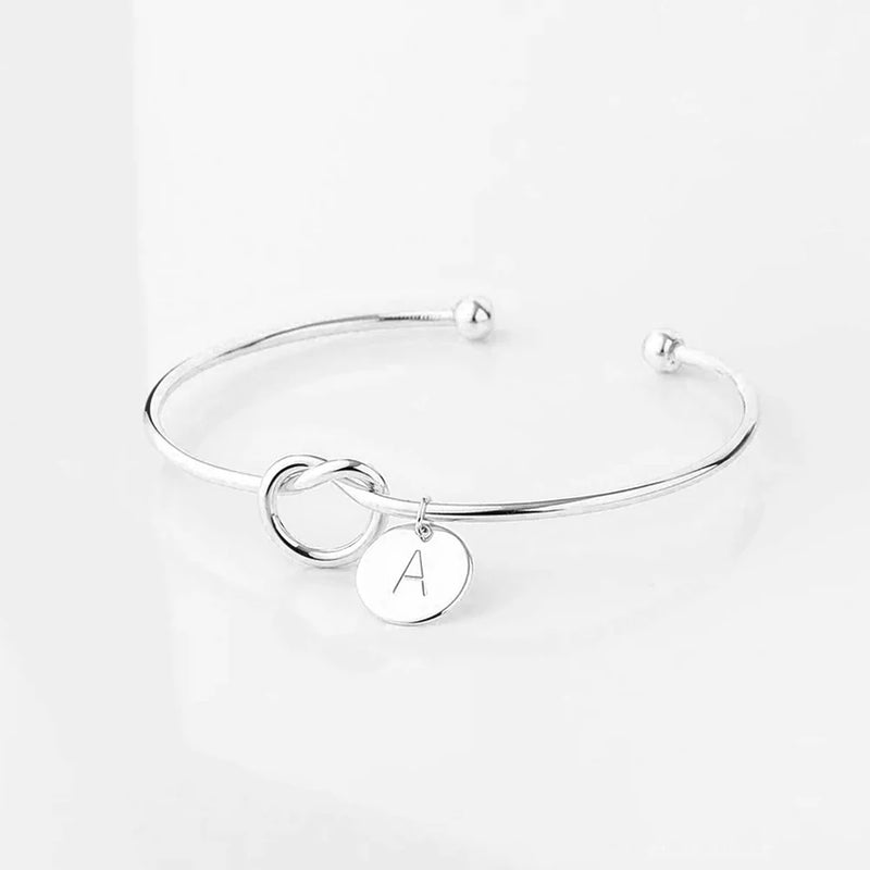 Personalized Stainless Steel Bangle Bracelet with Laser Engraved Name Initial