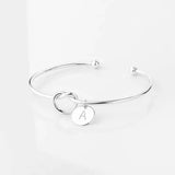 Personalized Stainless Steel Bangle Bracelet with Laser Engraved Name Initial