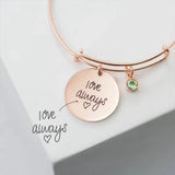 Personalized Engraved Name Round Pendant with Birthstone Charms