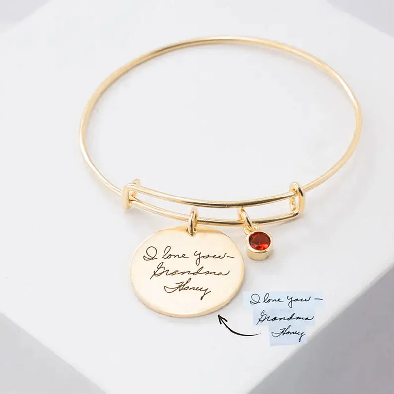 Personalized Engraved Name Round Pendant with Birthstone Charms