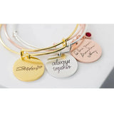 Personalized Name Bangle with Birthstone Charms Bracelet