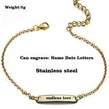 Custom Name Bar Bracelet - Engraved Date Letter Charm