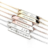 Custom Engraved Bar Necklace for Women, Stainless Steel Pendant
